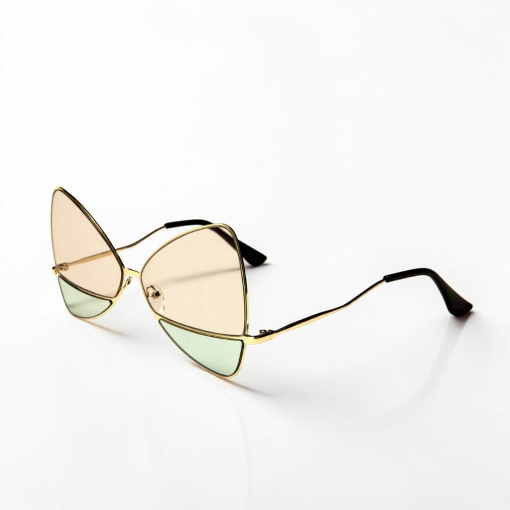 GISELLE Eyewear Blue Grey Black Metal Butterfly Sunglasses Oversized NEW